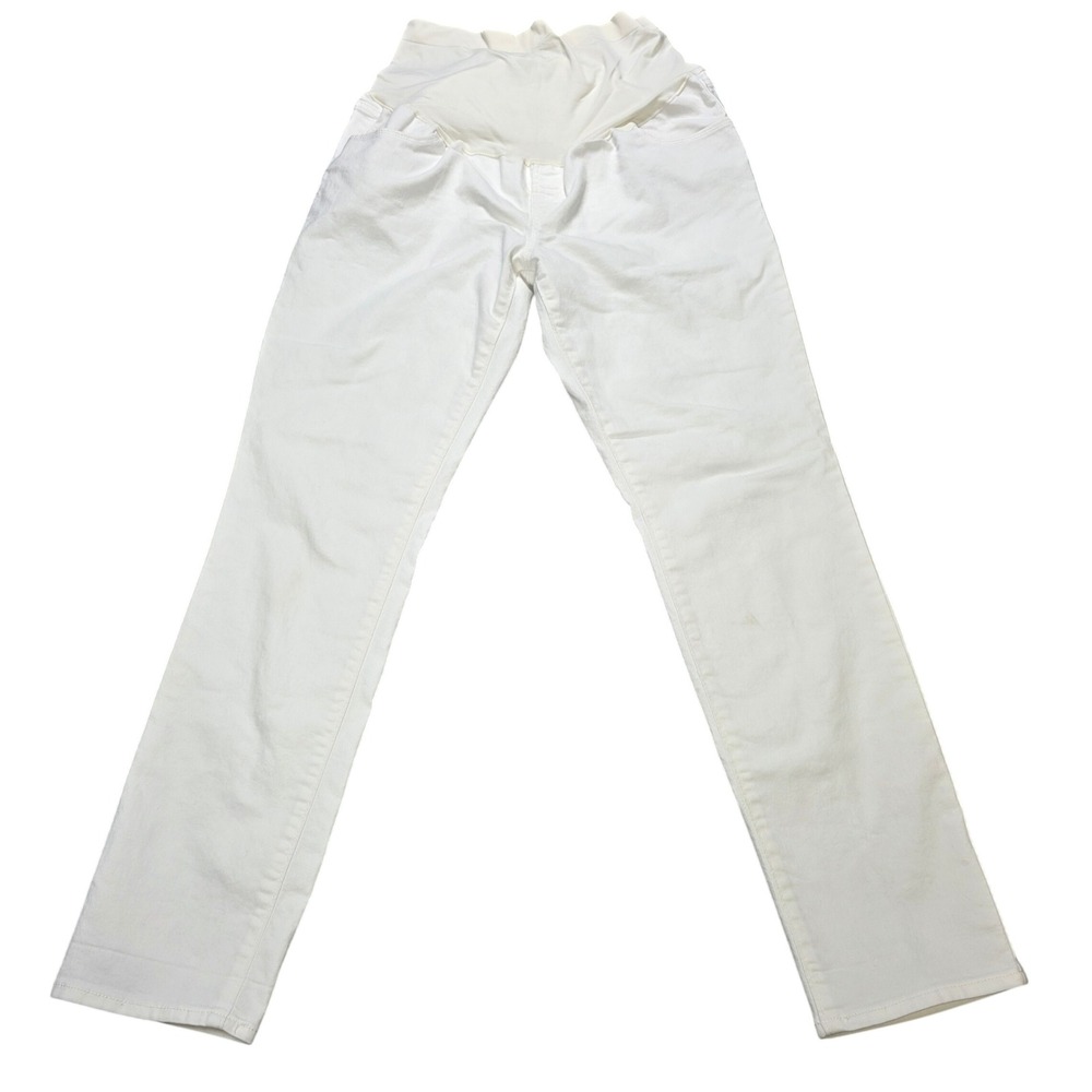 Old Navy Maternity Wow Straight Jeans Women's Size 14 L White Full Panel Tapered